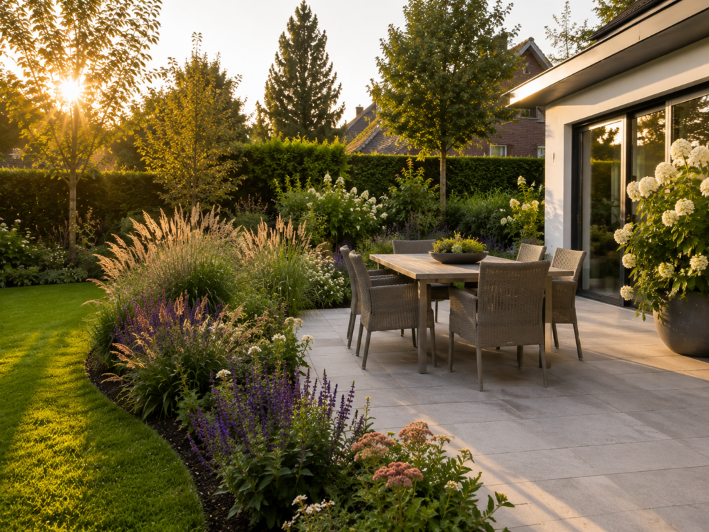 Terrasse mit Pflanzebeet